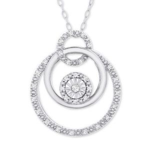 Diamond Triple Circle 18" Pendant Necklace